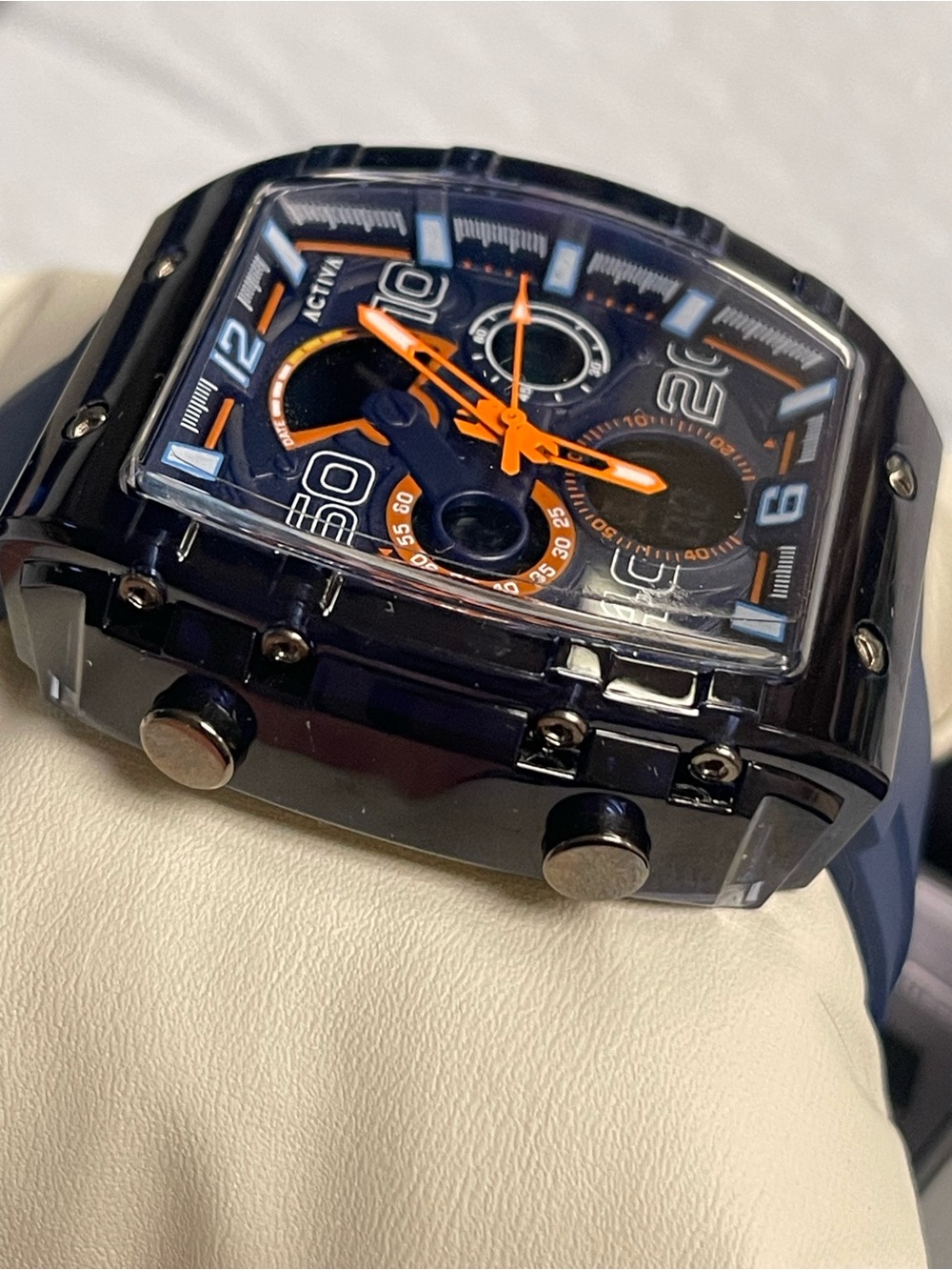Activa X Invicta Digital Essentials Men's Watch - 45mm. Dark Blue & Orange NEW - Picture 2 of 12
